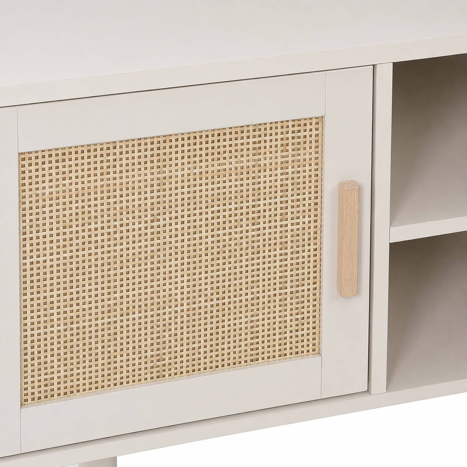 Meuble TV d'angle effet cannage 120 cm en rotin synthétique style bohème