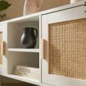 Meuble TV d'angle effet cannage 120 cm en rotin synthétique style bohème