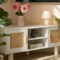 Meuble TV d'angle effet cannage 120 cm en rotin synthétique style bohème
