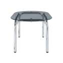 Table à manger ovale en métal et verre trempé 6 personnes