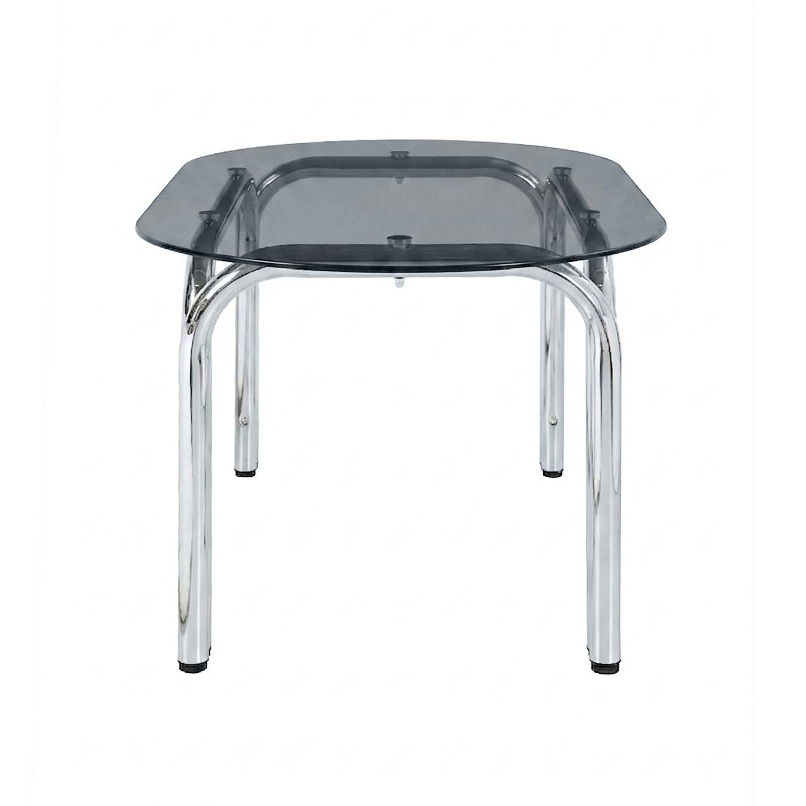 Table à manger ovale en métal et verre trempé 6 personnes