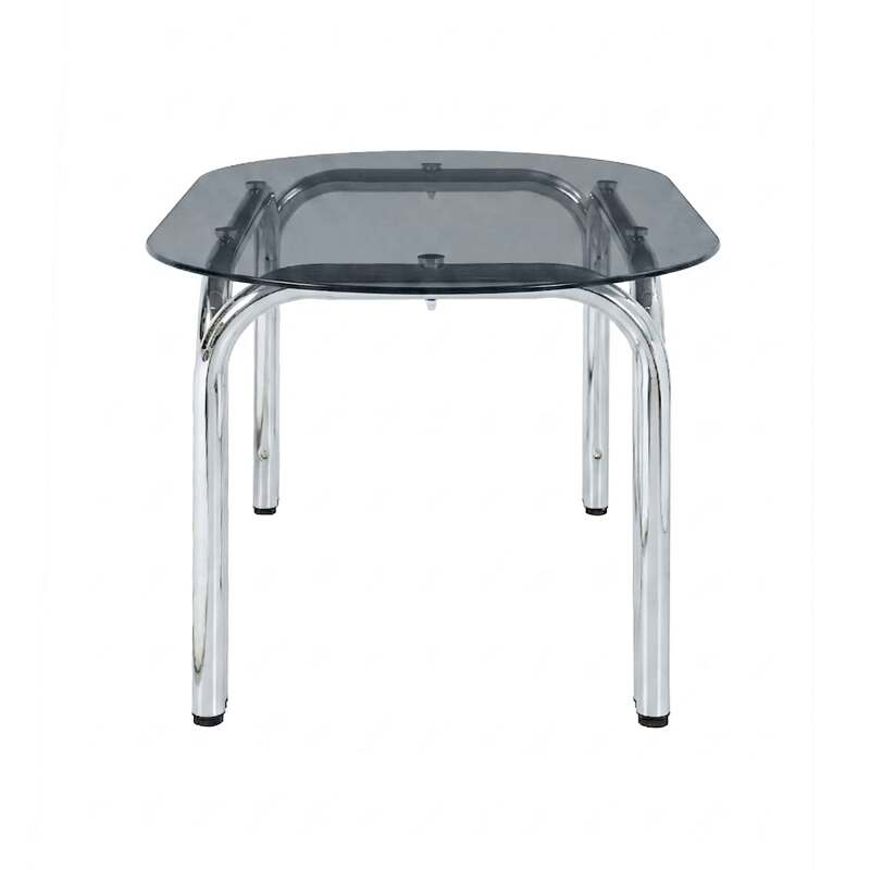 Table à manger ovale en métal et verre trempé 6 personnes (6/8)
