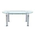 Table à manger ovale en métal et verre trempé 6 personnes