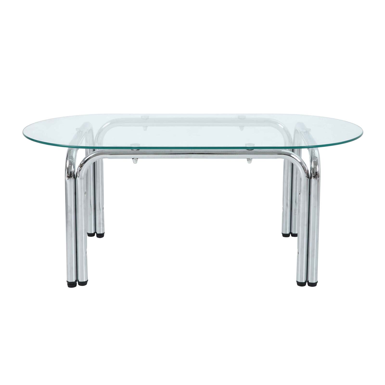 Table à manger ovale en métal et verre trempé 6 personnes