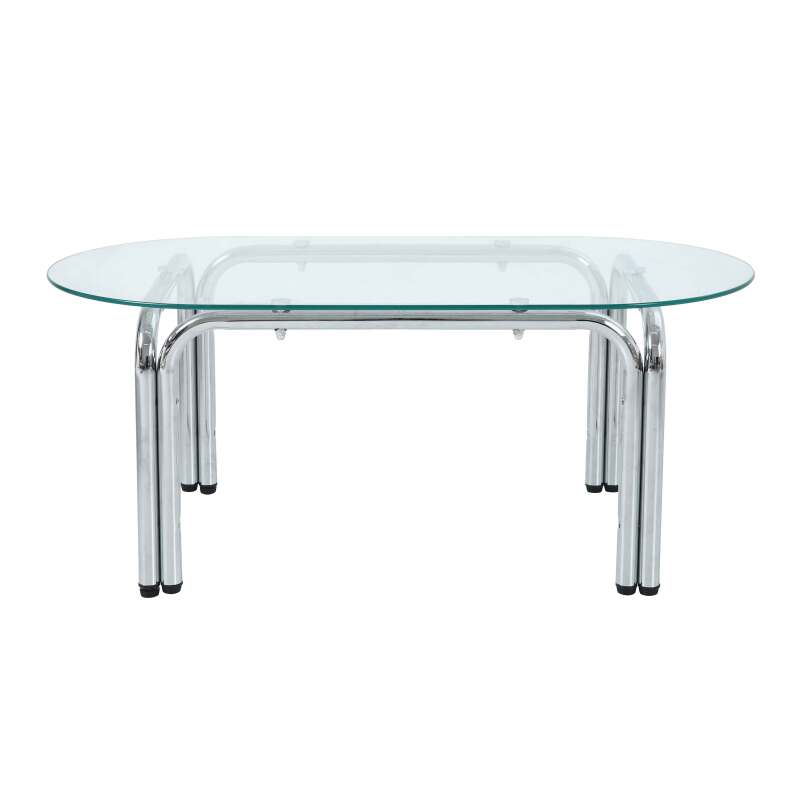 Table à manger ovale en métal et verre trempé 6 personnes (5/7)