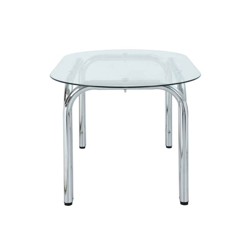 Table à manger ovale en métal et verre trempé 6 personnes (6/7)
