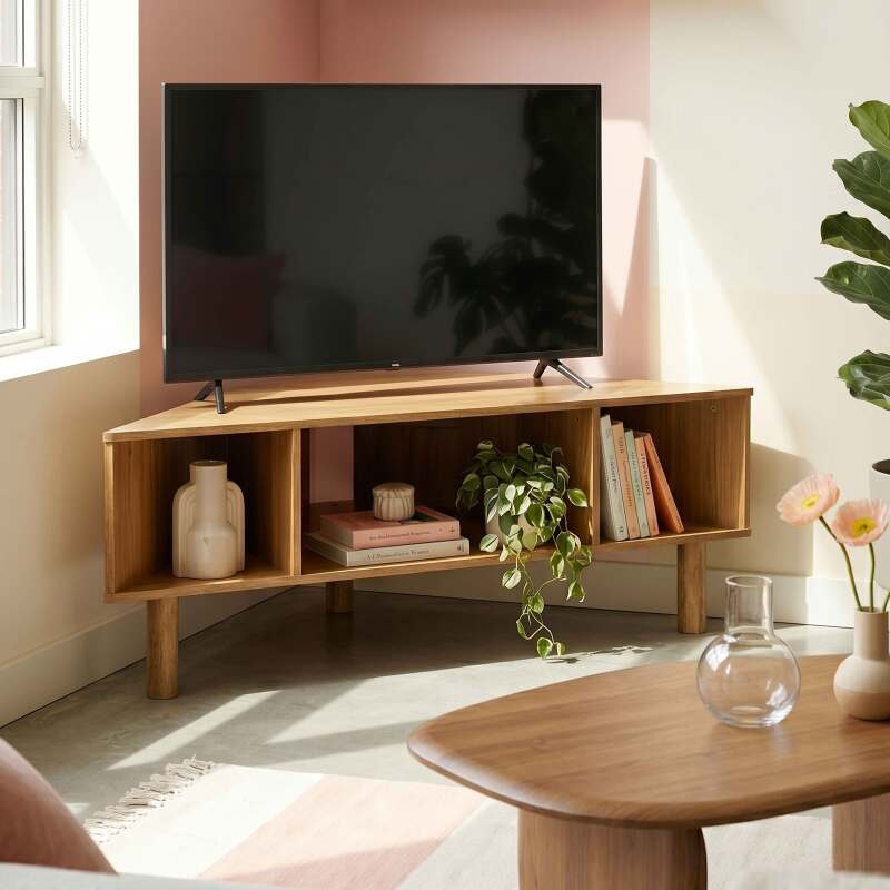 Meuble TV effet bois 120 cm style scandinave