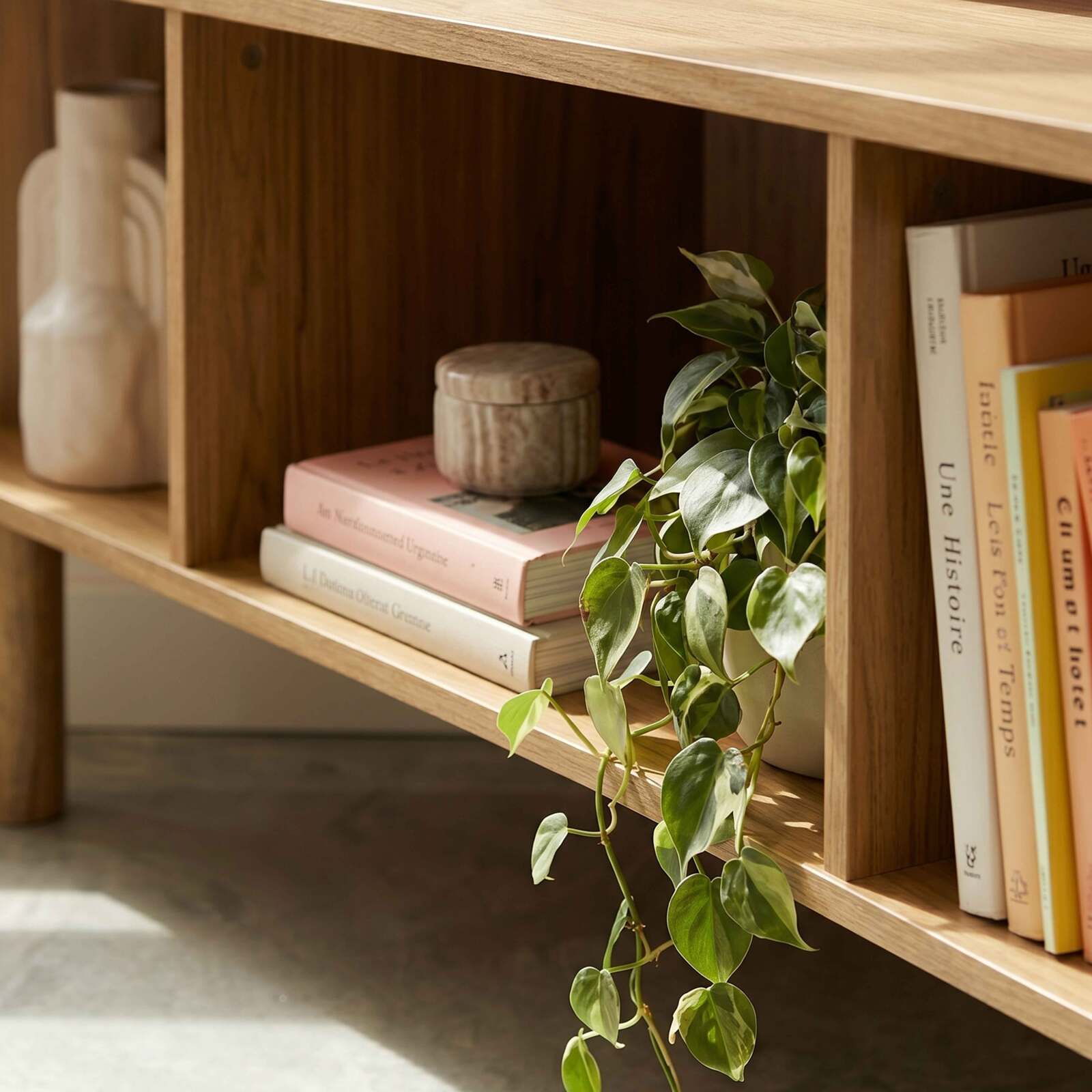 Meuble TV effet bois 120 cm style scandinave