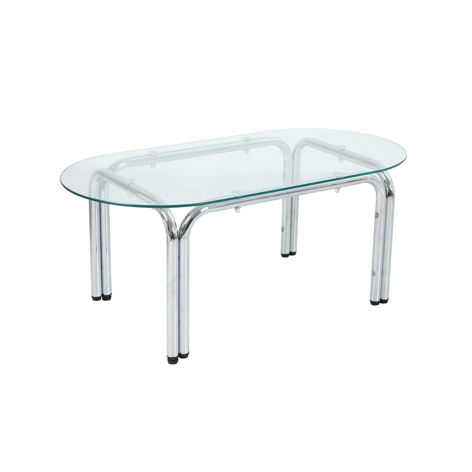 Table basse en verre trempé ovale 110x55 cm