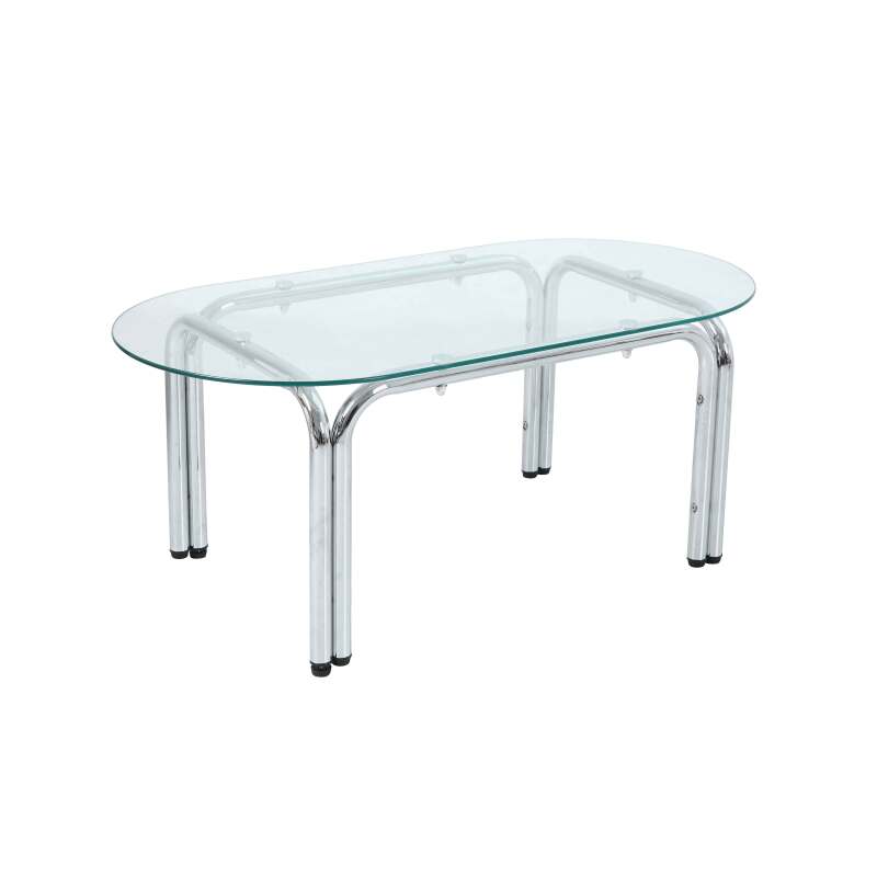 Table basse en verre trempé ovale 110x55 cm