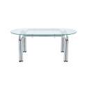 Table basse en verre trempé ovale 110x55 cm