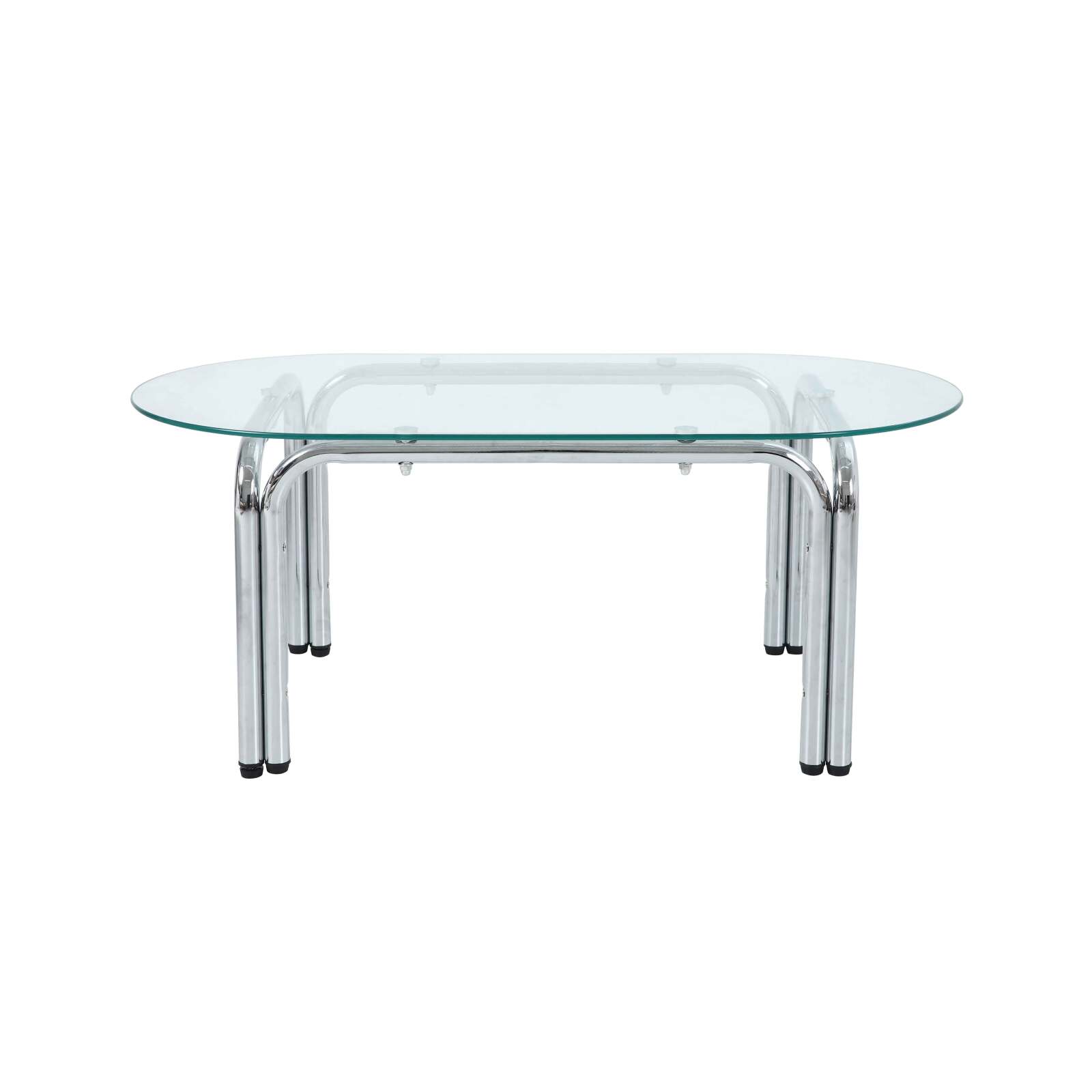 Table basse en verre trempé ovale 110x55 cm