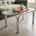 Table basse en verre trempé ovale 110x55 cm