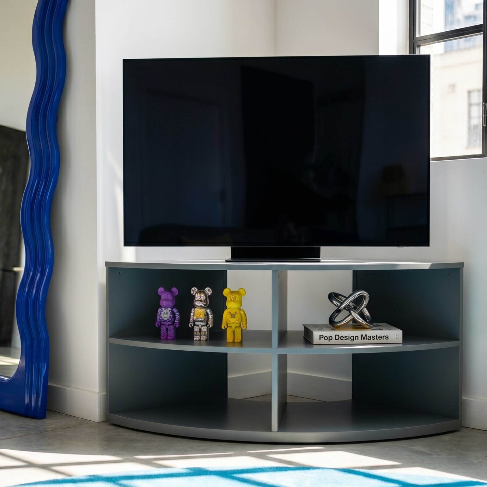 Meuble TV d'angle coloré 120 cm style scandinave