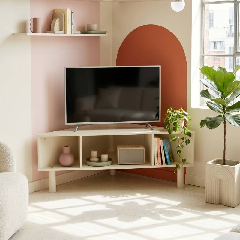 Meuble TV d'angle coloré 120 cm style scandinave