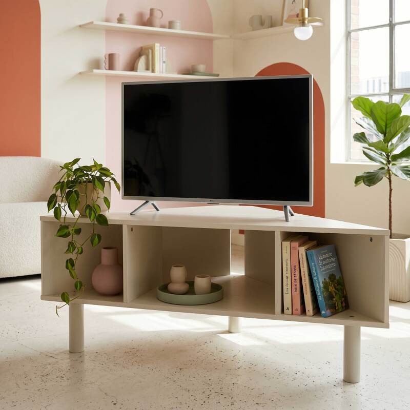 Meuble TV d'angle coloré 120 cm style scandinave (3/7)