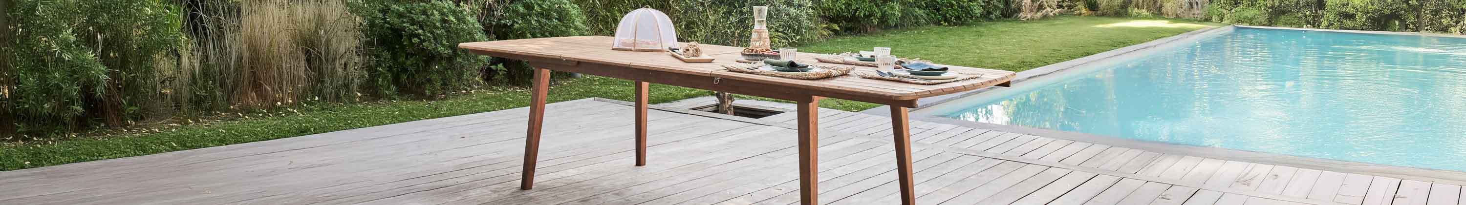 table de jardin extensible en bois