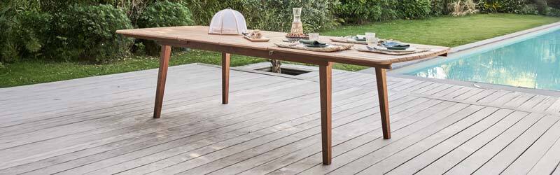 table de jardin extensible en bois