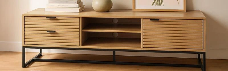 meuble tv sur pieds en mélaminé