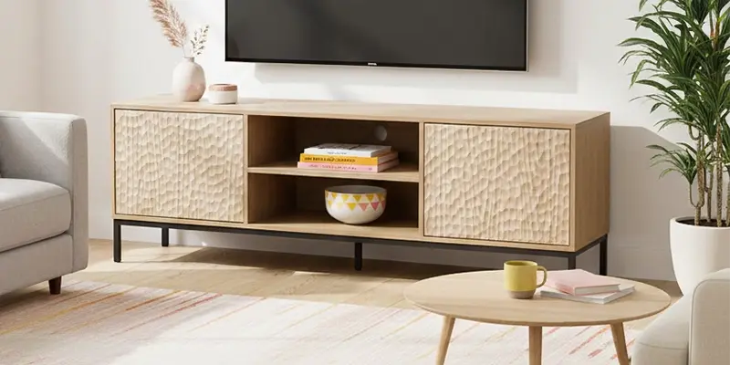 Meuble TV effet bois dans un style scandinave