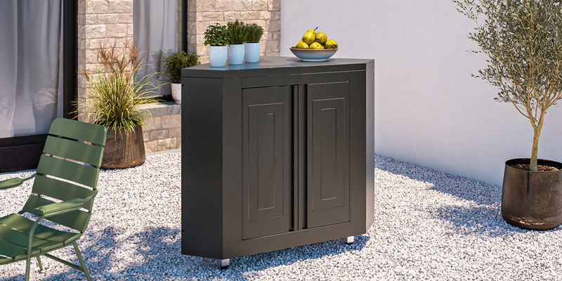 Meuble de rangement d'angle pour cuisine d'extérieur