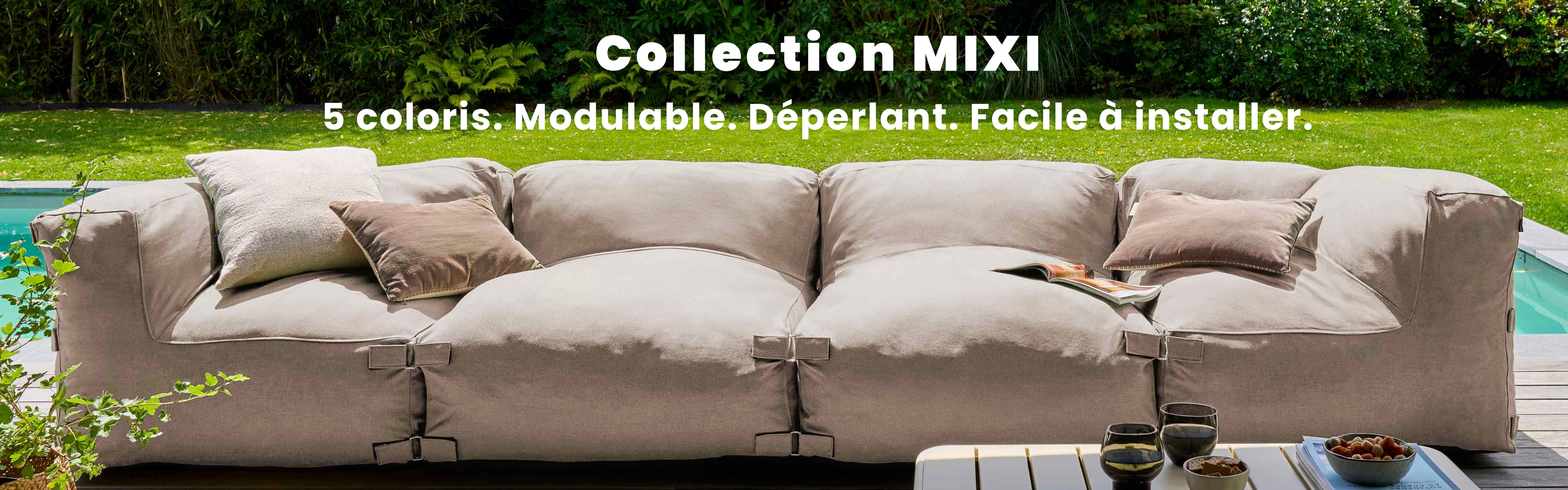 Salon de jardin modulable beige 4 plages