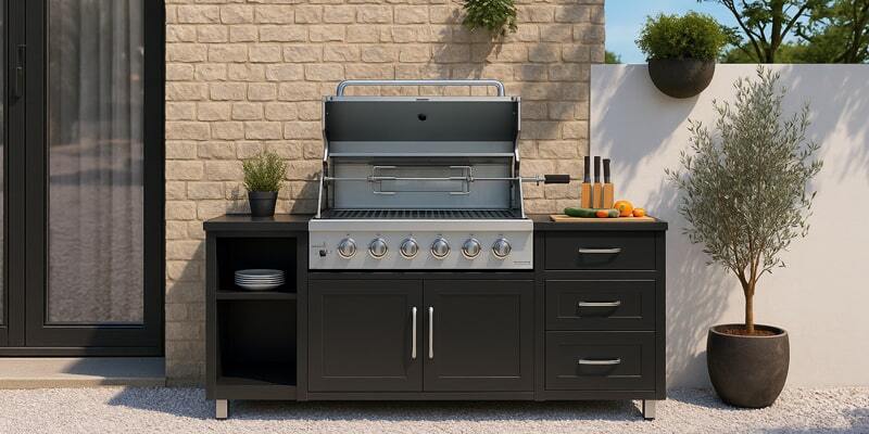 Cuisine extérieure en acier avec 3 éléments et barbecue