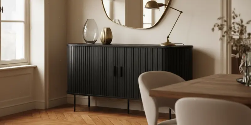 Buffet effet bois et métal 2 portes collection Marius