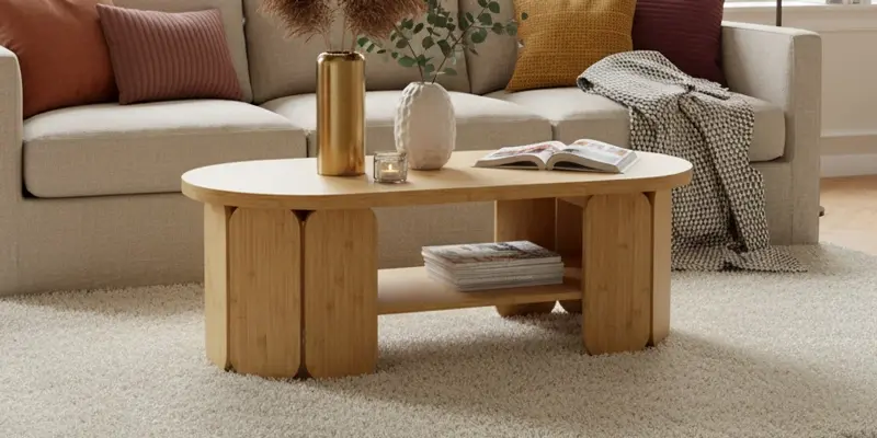 Table basse avec aspect bois naturel