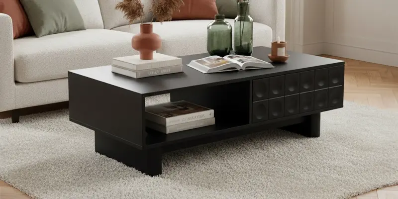 Table basse noir avec plateau rectangulaire