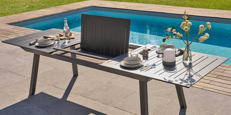 Table de jardin extensible système de rallonge papillon