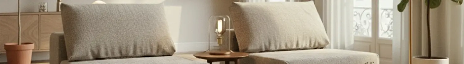 fauteuils de canapé modulable en tissu couleur écru