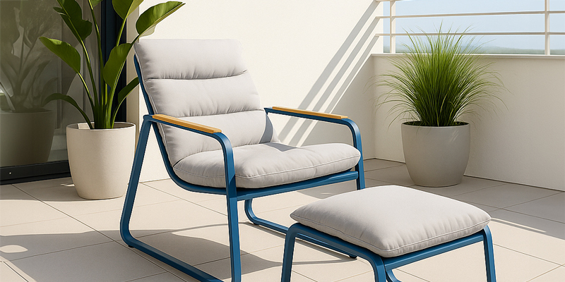 Fauteuil relax de jardin en métal avec repose-pieds
