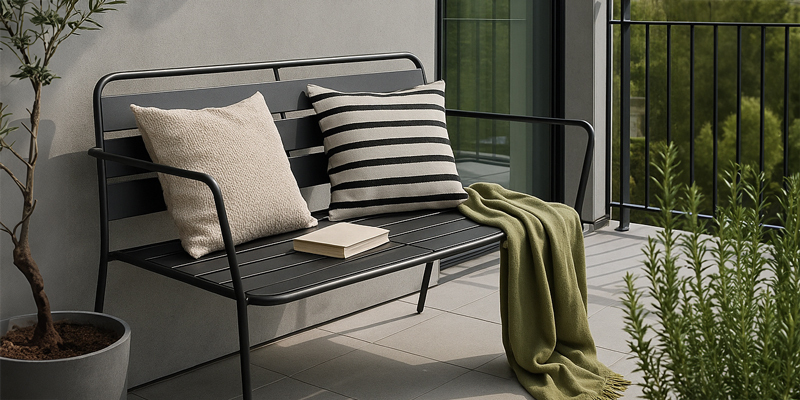 Canapé de jardin en métal gris anthracite