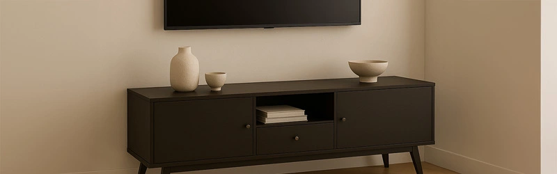 meuble TV effet bois noir style design