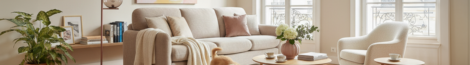 table basse relevable dans un salon cosy