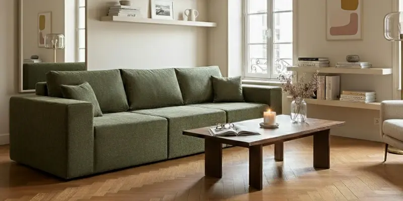 Canapé modulable 3 places coloris vert