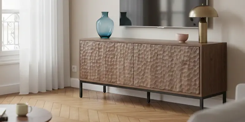 Meuble TV compact effet bois 120cm