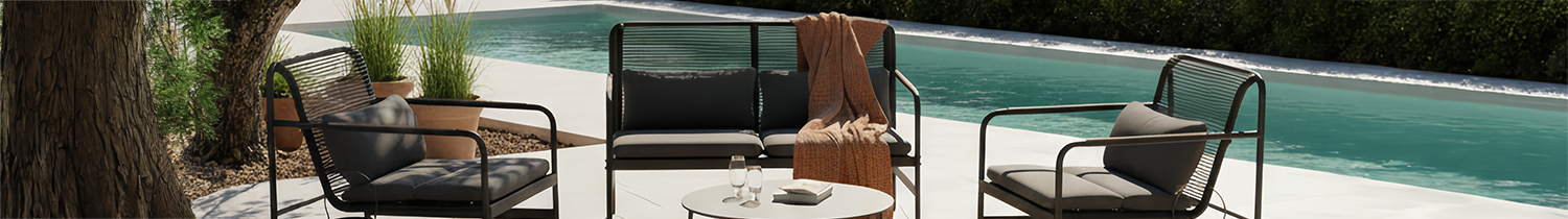 salon de jardin bas en métal 4 places