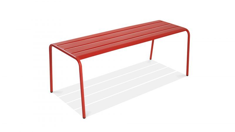 banc jardin metal design rouge