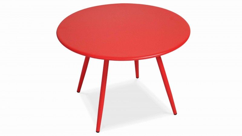 Table basse jardin rouge en métal OVIALA