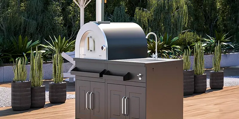 Cuisine extérieure en métal compacte avec 2 modules