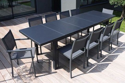 Table de jardin extensible en aluminium 12 places et 6 chaises