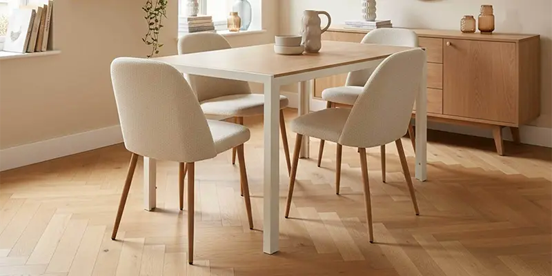 Table à manger en métal et effet bois compacte pour 4 personnes