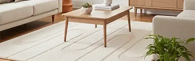 tapis avec motifs dans un salon style scandinave