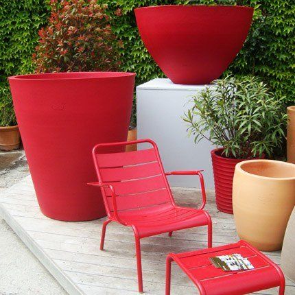 Fauteuil de jardin rouge en metal Palavas